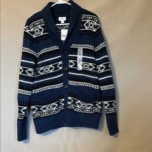 Old Navy Blue and White Nordic Cardigan Sweater